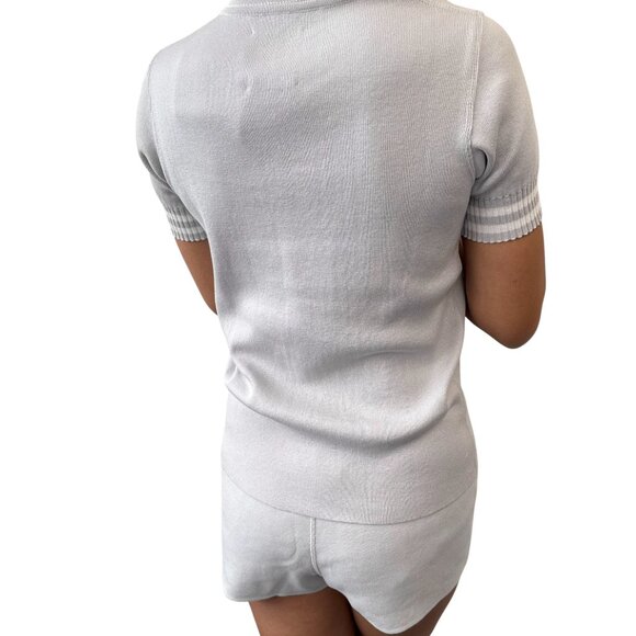 CHANEL Sport Vintage 04P CC Logo T-shirt Shorts Set Cotton Gray [105687] - Picture 4 of 16